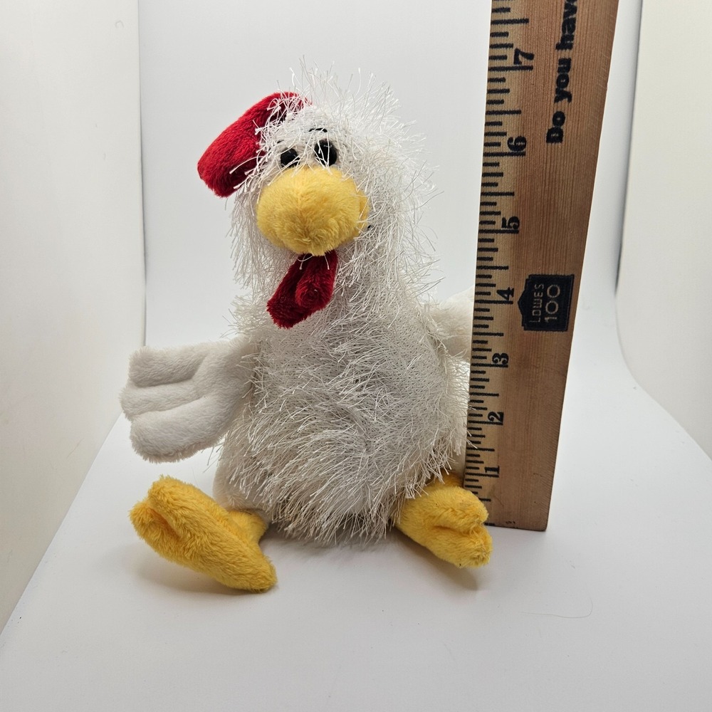 Farmhouse Chicken Plush Shaggy Hen White Yellow Red Country Decor - Picture 8 of 8